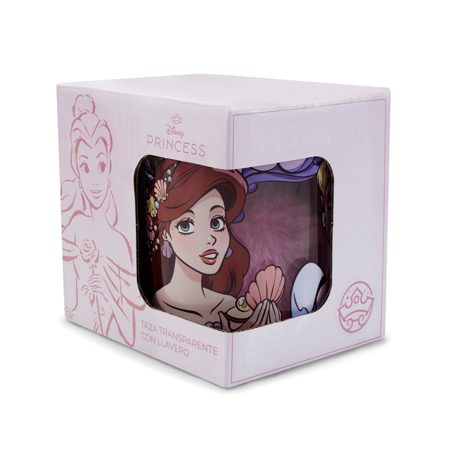 Taza Transparente Princesas Disney con Llavero