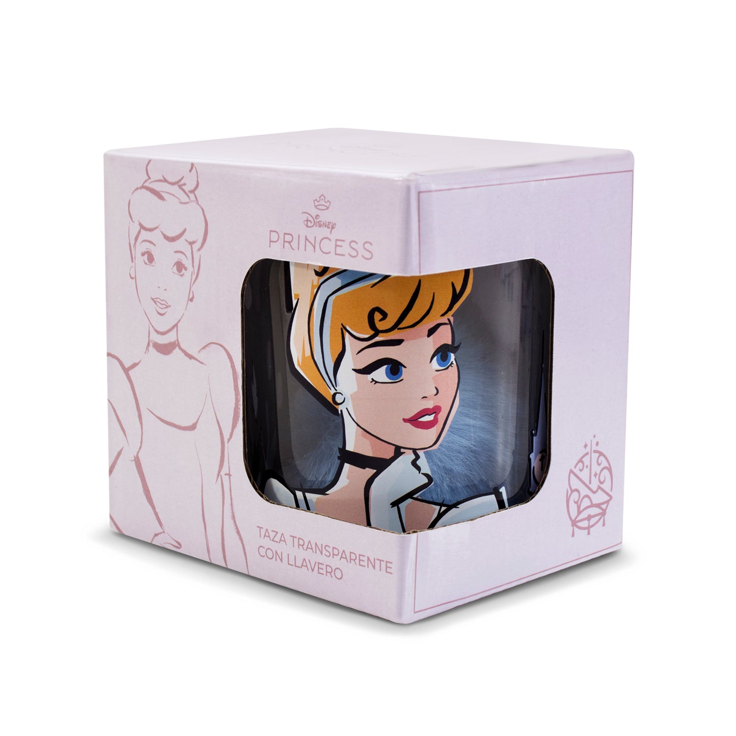 Taza Transparente Disney Cenicienta con Llavero