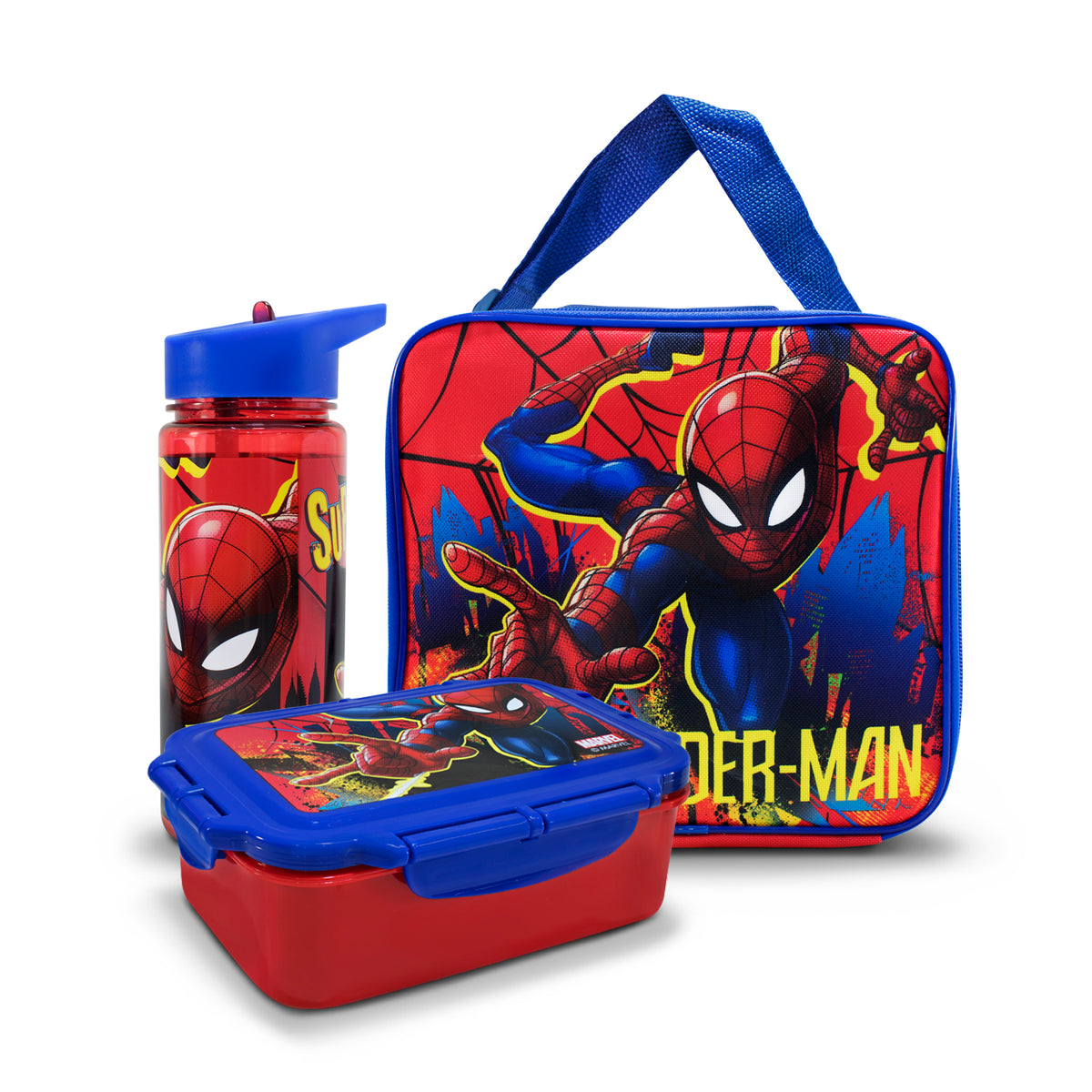 Lonchera Infantil Escolar Marvel Spiderman Con Botella Y Recipiente