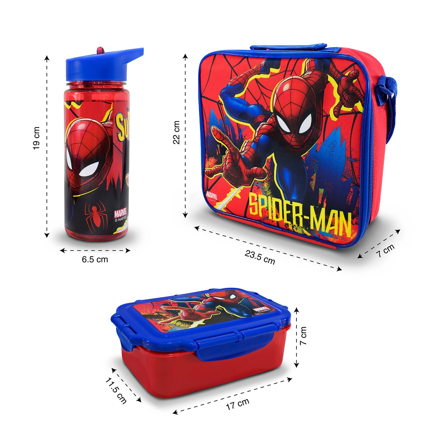 Lonchera Infantil Escolar Marvel Spiderman Con Botella Y Recipiente