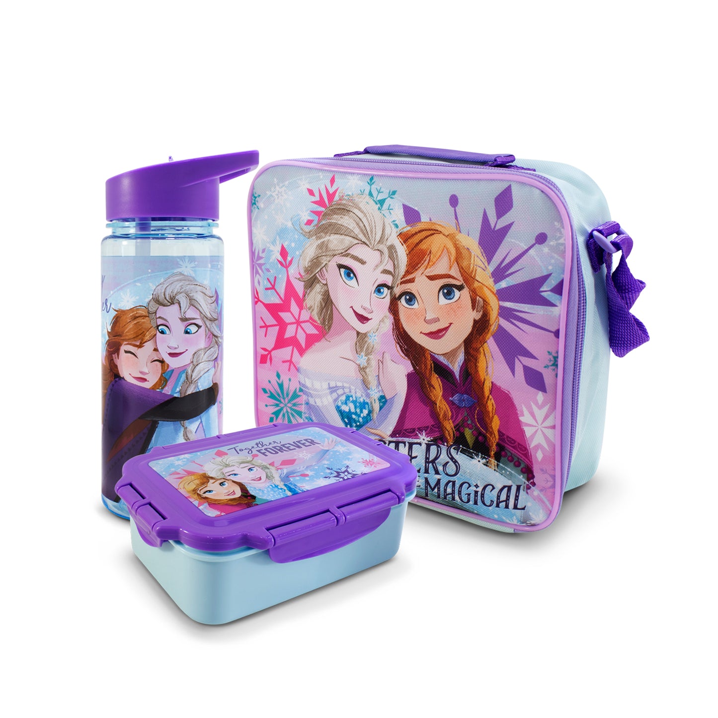 Lonchera Infantil Escolar Frozen Con Botella Y Recipiente
