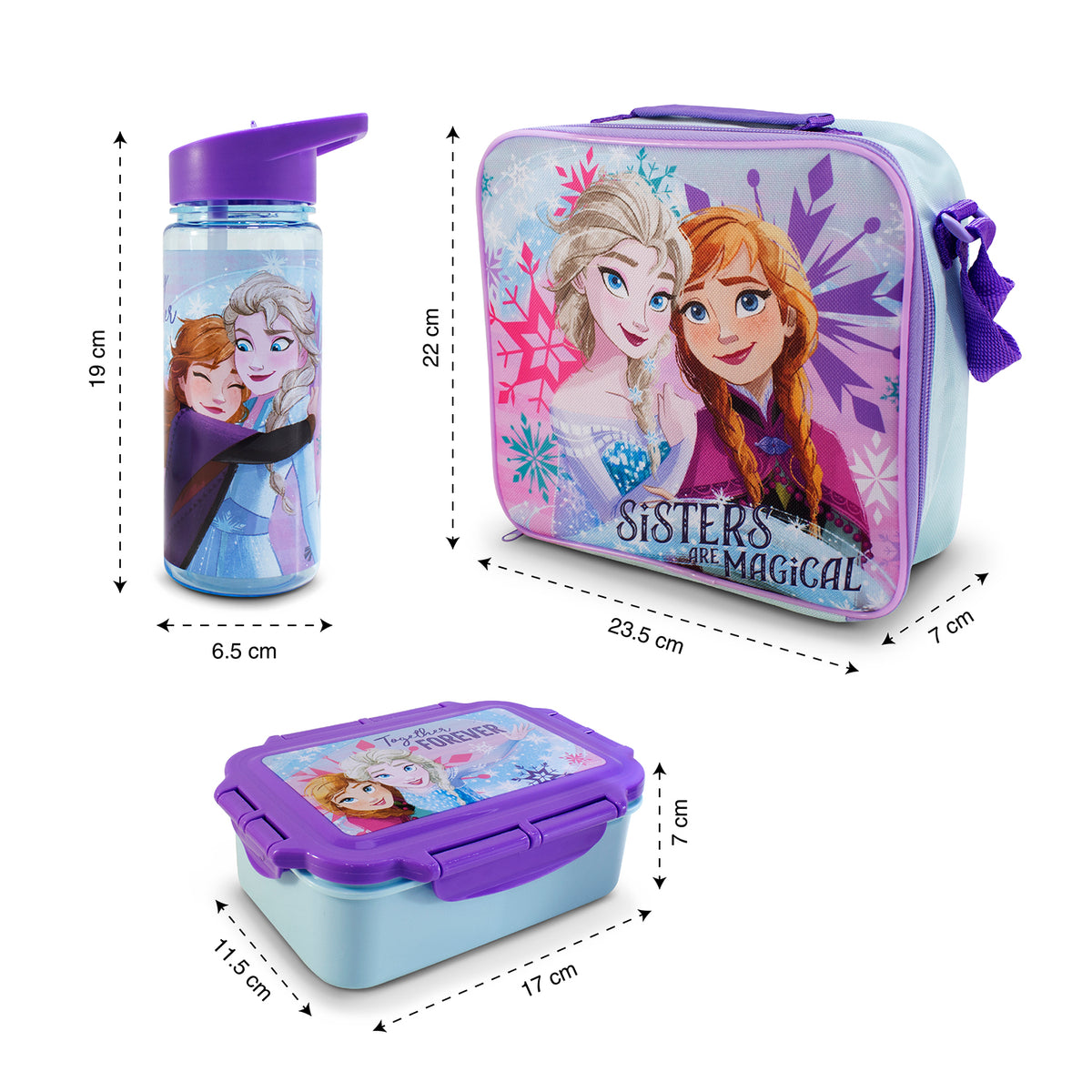 Lonchera Infantil Escolar Frozen Con Botella Y Recipiente