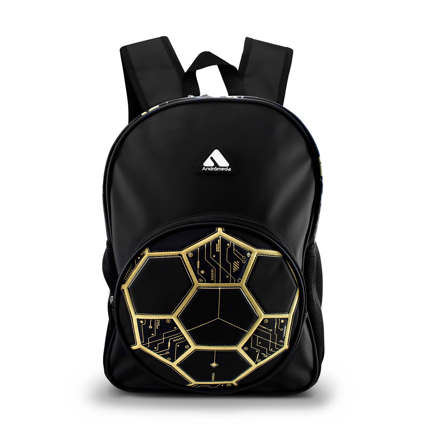 Mochila Escolar Negra Balón De Fútbol
