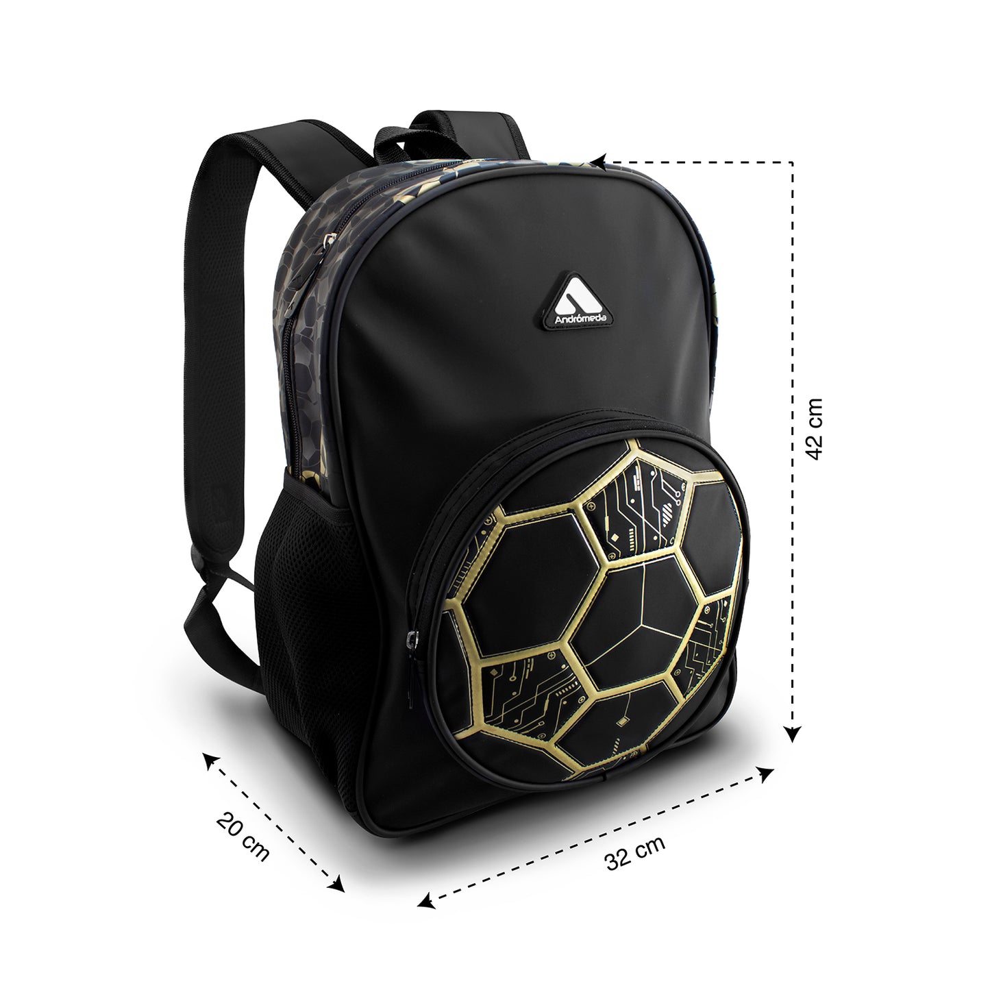 Mochila Escolar Negra Balón De Fútbol