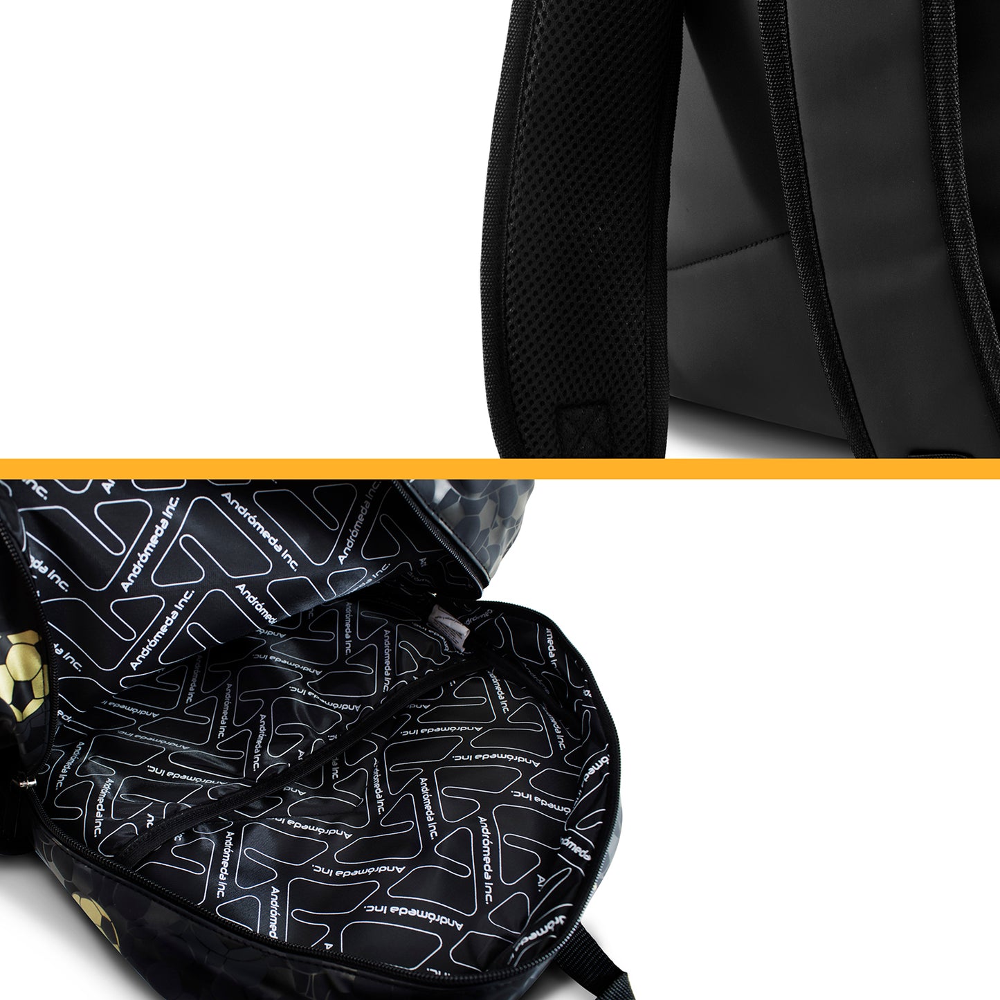 Mochila Escolar Negra Balón De Fútbol