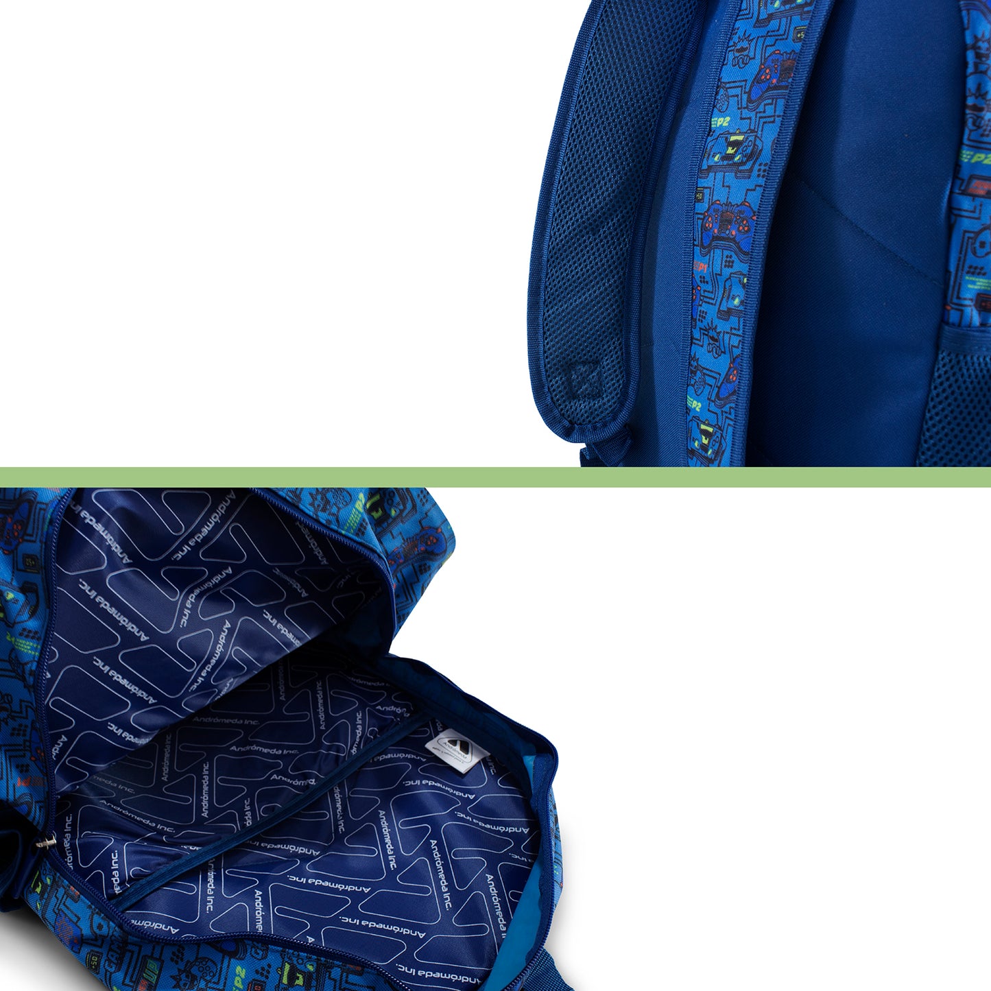 Mochila Escolar Azul Gamer Videojuegos
