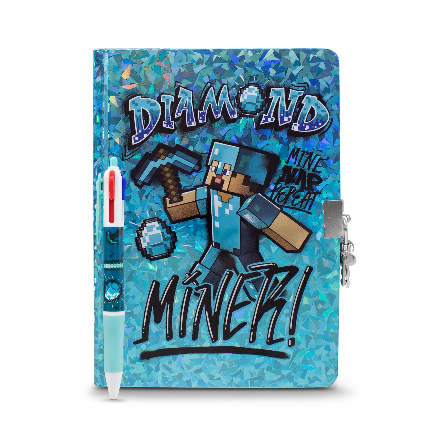 Diario Libreta Pasta Dura con Pluma Minecraft
