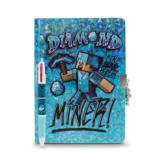 Diario Libreta Pasta Dura con Pluma Minecraft