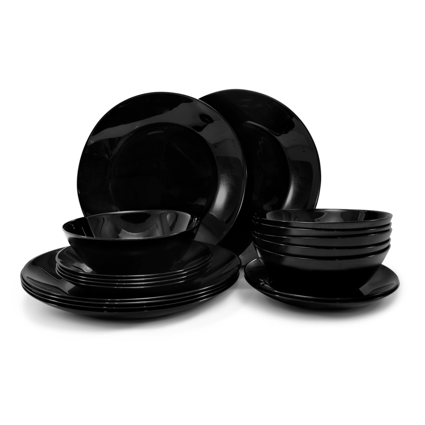 Vajilla de Vidrio Opal Negra 18 Piezas