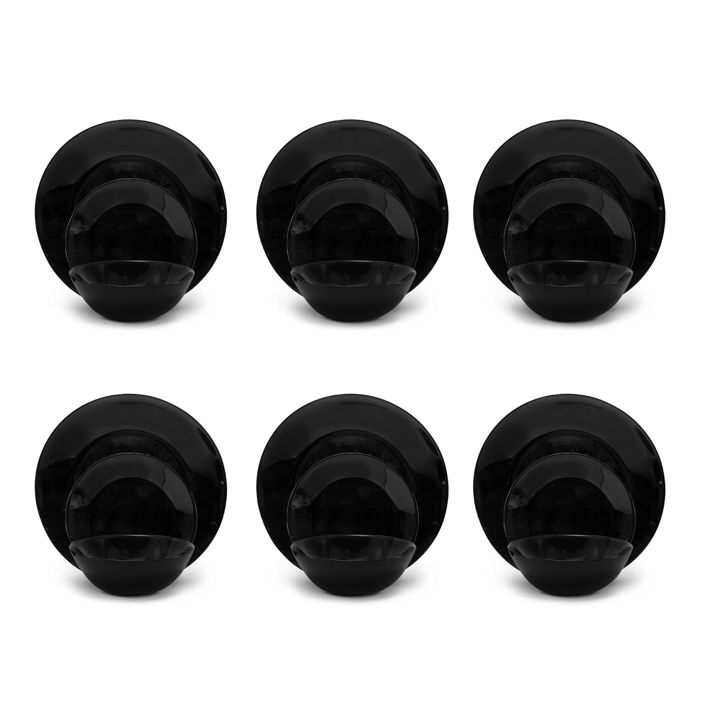 Vajilla de Vidrio Opal Negra 18 Piezas