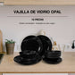 Vajilla de Vidrio Opal Negra 18 Piezas