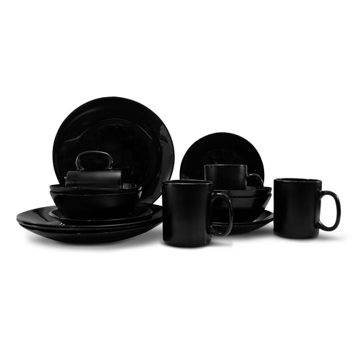 Vajilla de Vidrio Opal Negra 16 Piezas