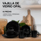 Vajilla de Vidrio Opal Negra 16 Piezas