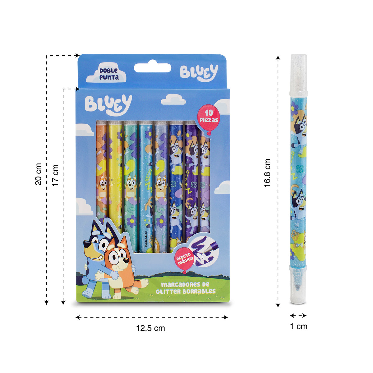 Marcadores de Glitter Borrables Bluey