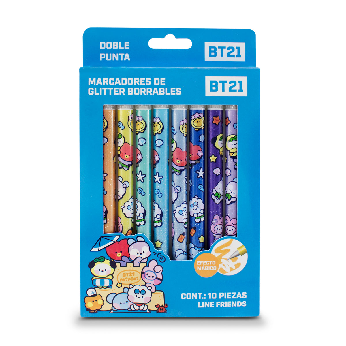 Marcadores de Glitter Borrables BT21