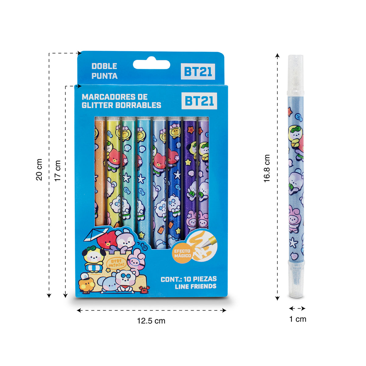 Marcadores de Glitter Borrables BT21