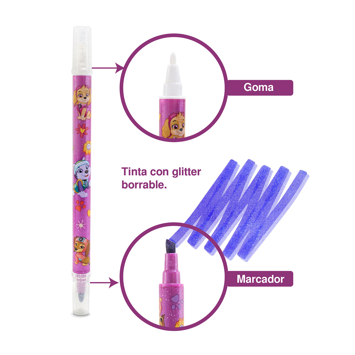 Marcadores de Glitter Borrables Paw Patrol