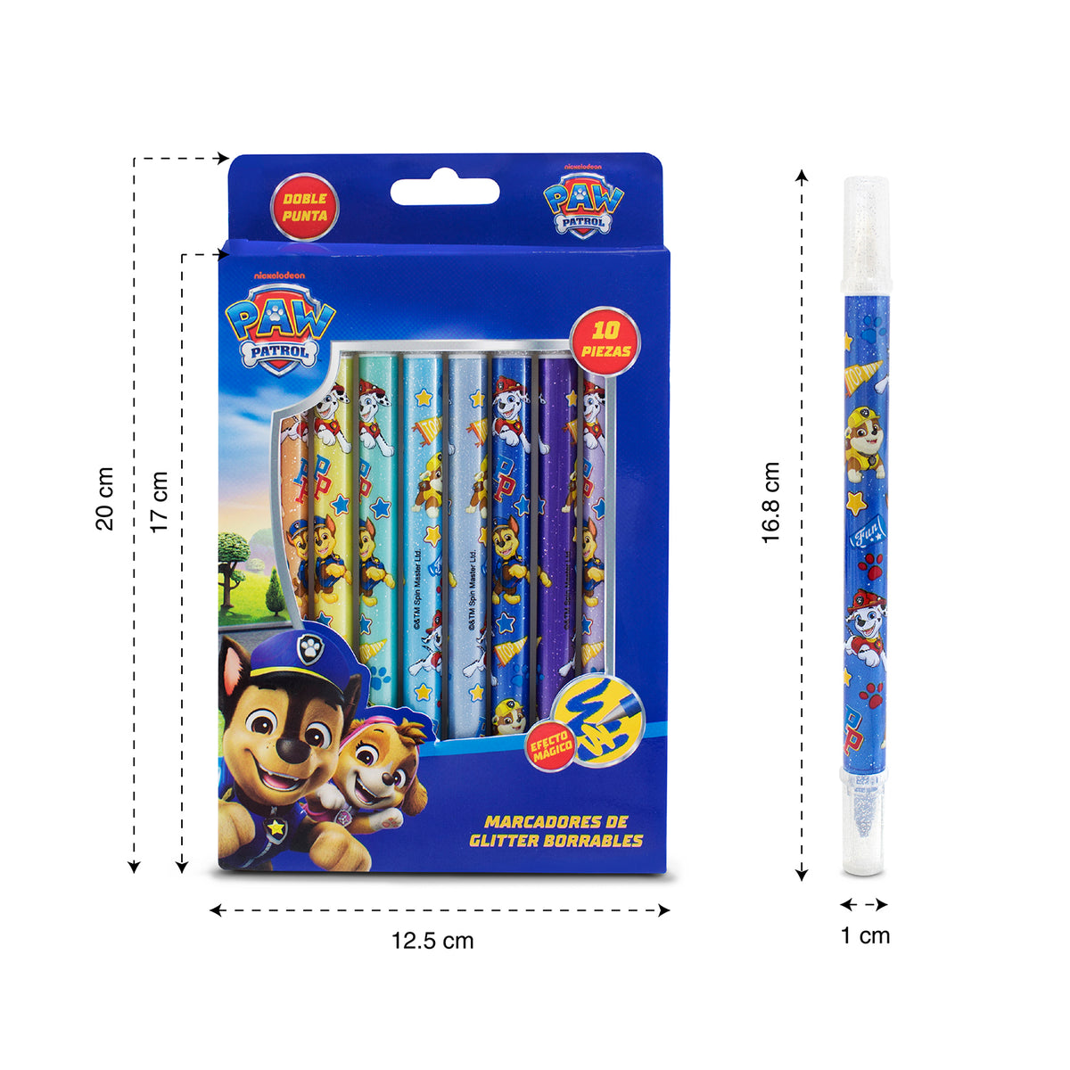 Marcadores de Glitter Borrables Paw Patrol