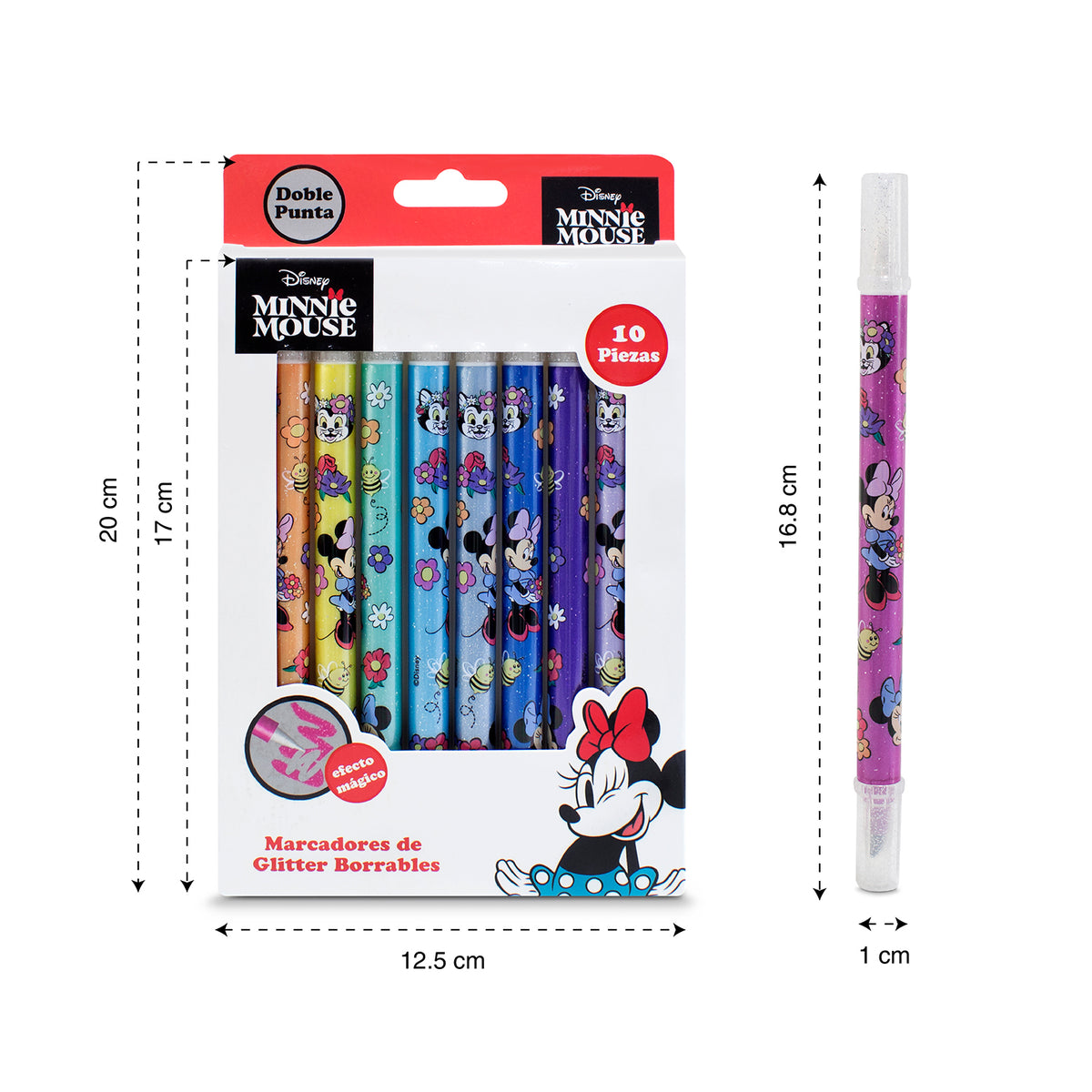 Marcadores de Glitter Borrables Disney Minnie Mouse