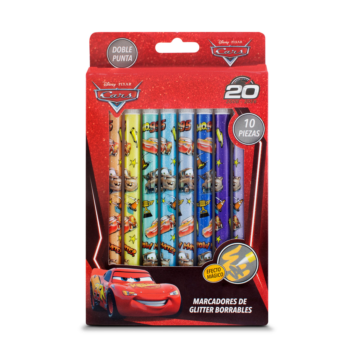 Marcadores de Glitter Borrables Cars