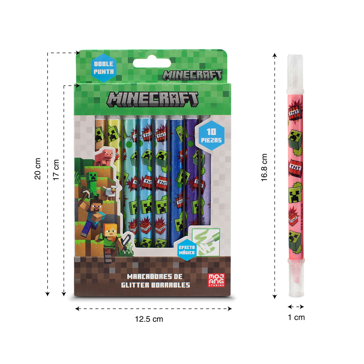 Marcadores de Glitter Borrables Minecraft