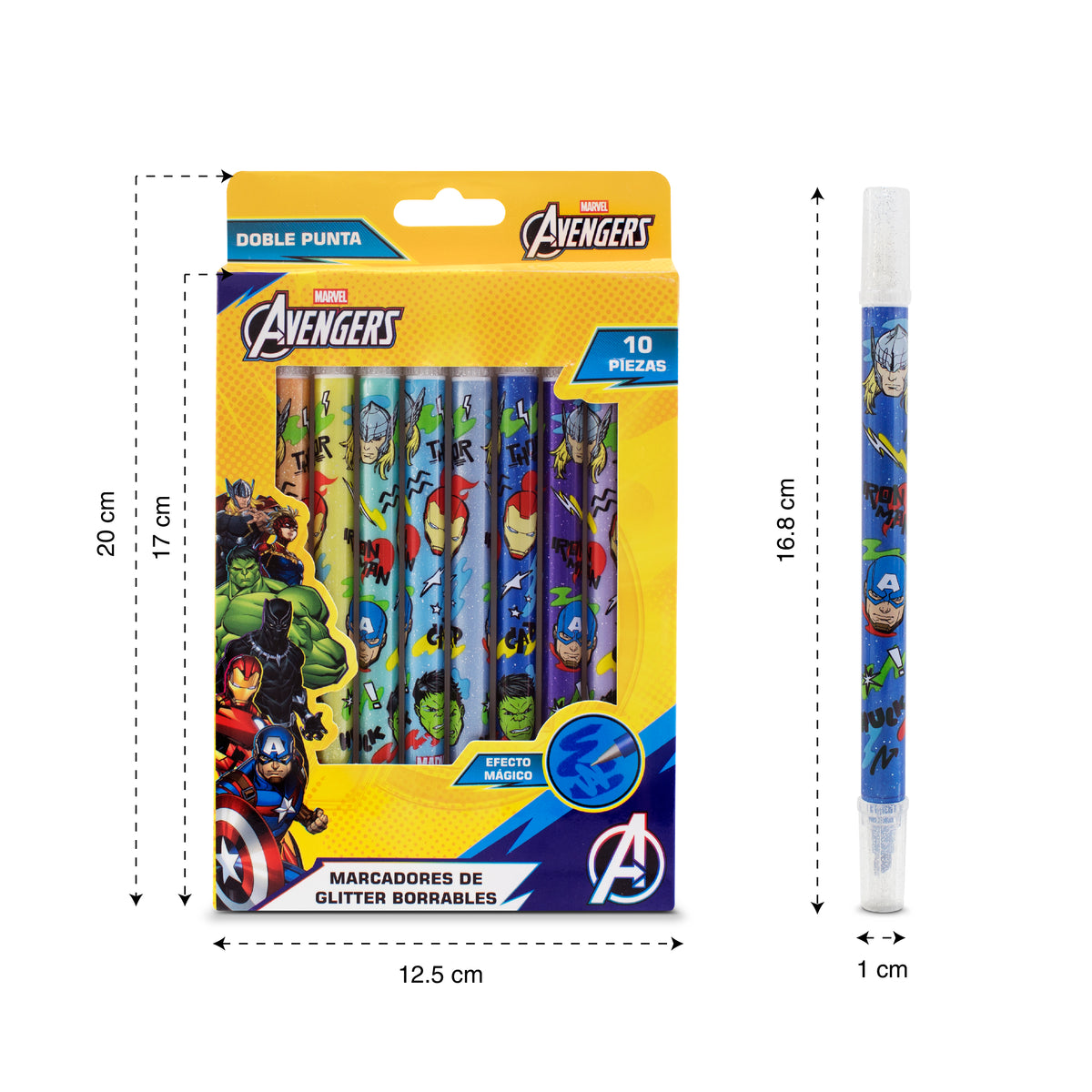 Marcadores de Glitter Borrables Marvel Avengers