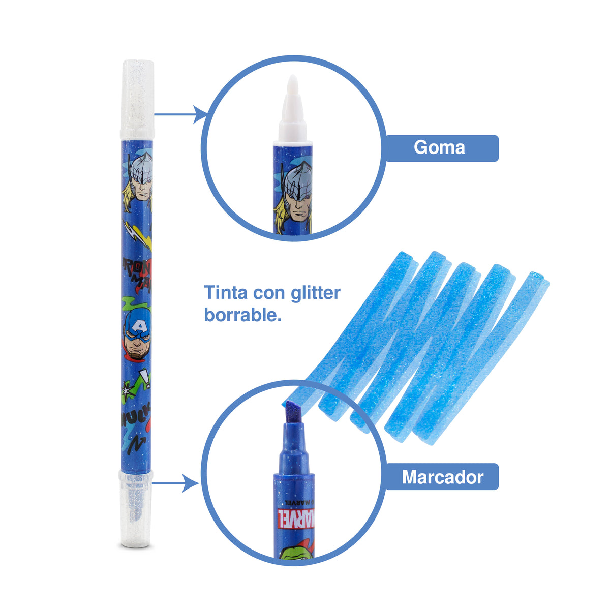 Marcadores de Glitter Borrables Marvel Avengers