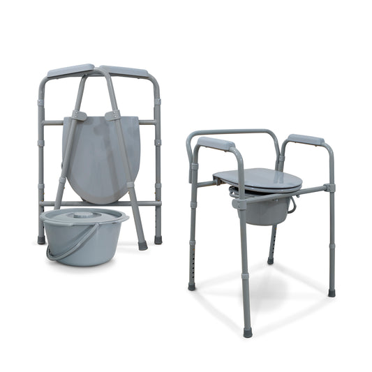 Silla Cómodo Plegable Multifuncional Sanitario para Adultos, Inodoro Portátil