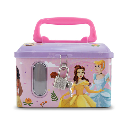 Alcancía Metálica Infantil Candado y Llave Princesas Disney