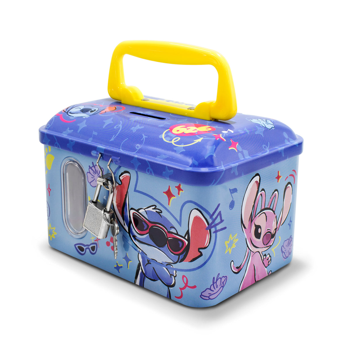 Alcancía Metálica Infantil Candado y Llave Stitch