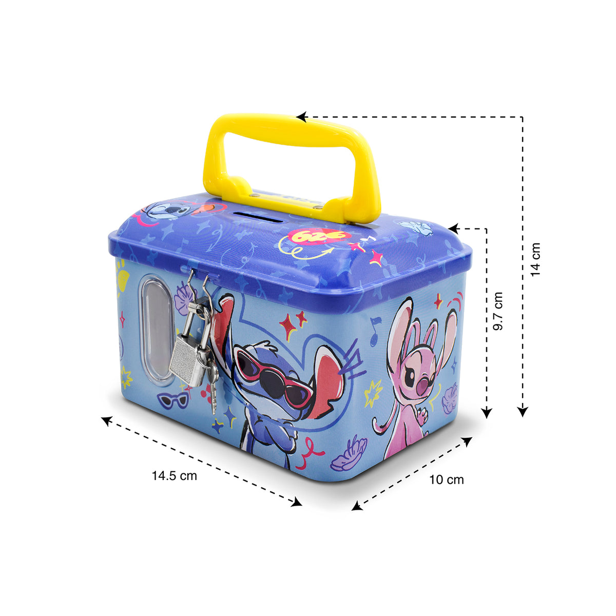 Alcancía Metálica Infantil Candado y Llave Stitch
