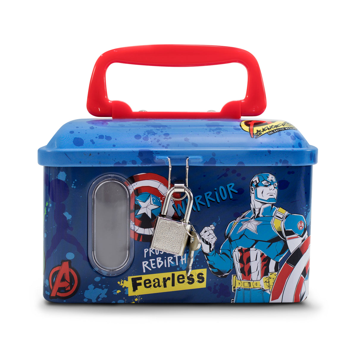 Alcancía Metálica Infantil Candado y Llave Marvel Avengers