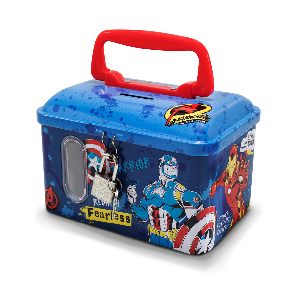 Alcancía Metálica Infantil Candado y Llave Marvel Avengers