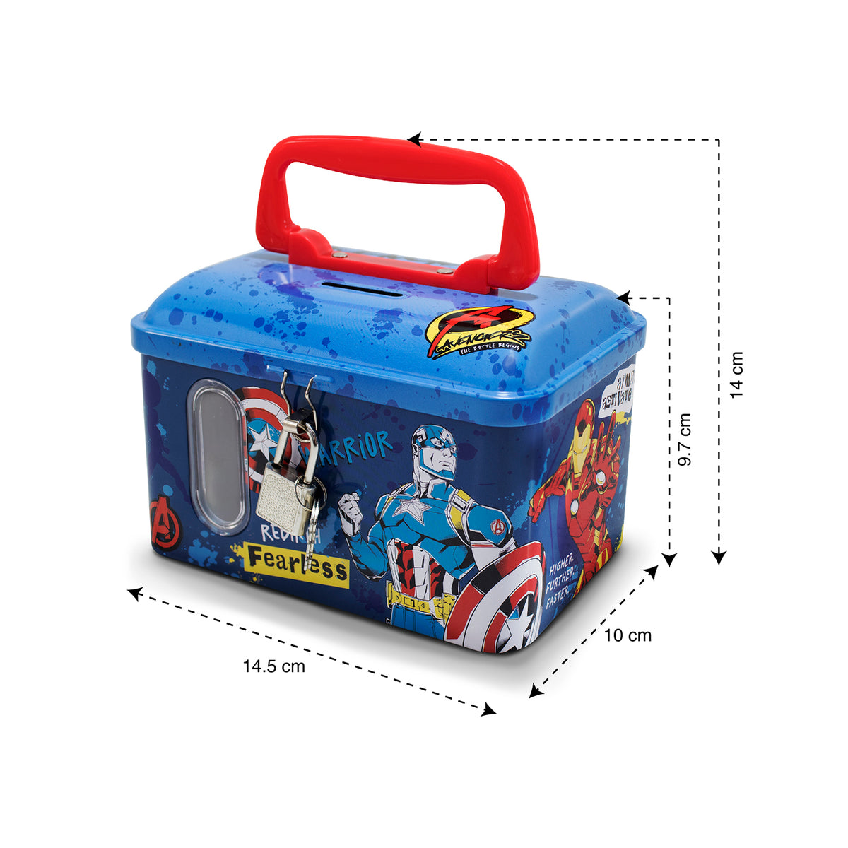 Alcancía Metálica Infantil Candado y Llave Marvel Avengers