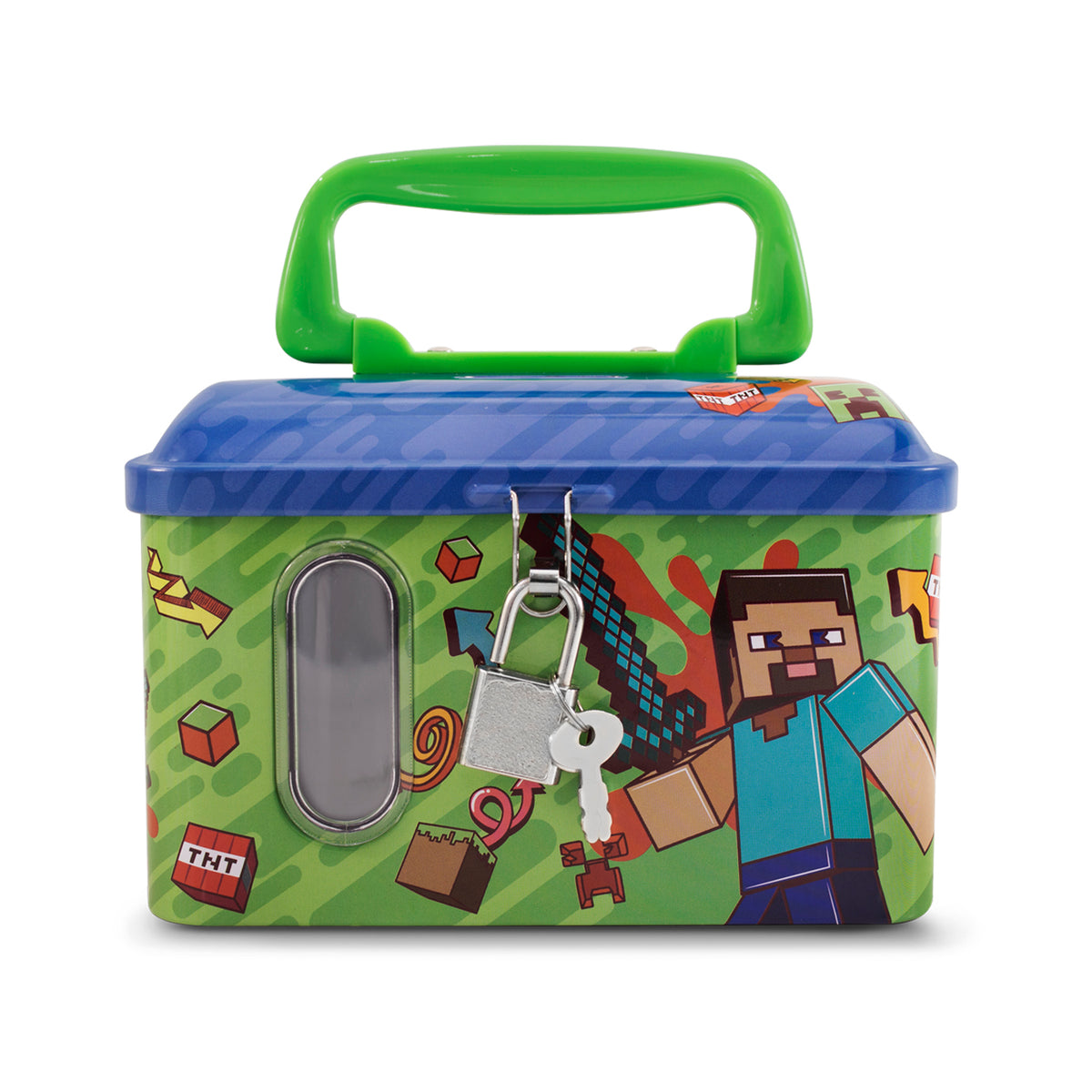 Alcancía Metálica Infantil Candado y Llave Minecraft