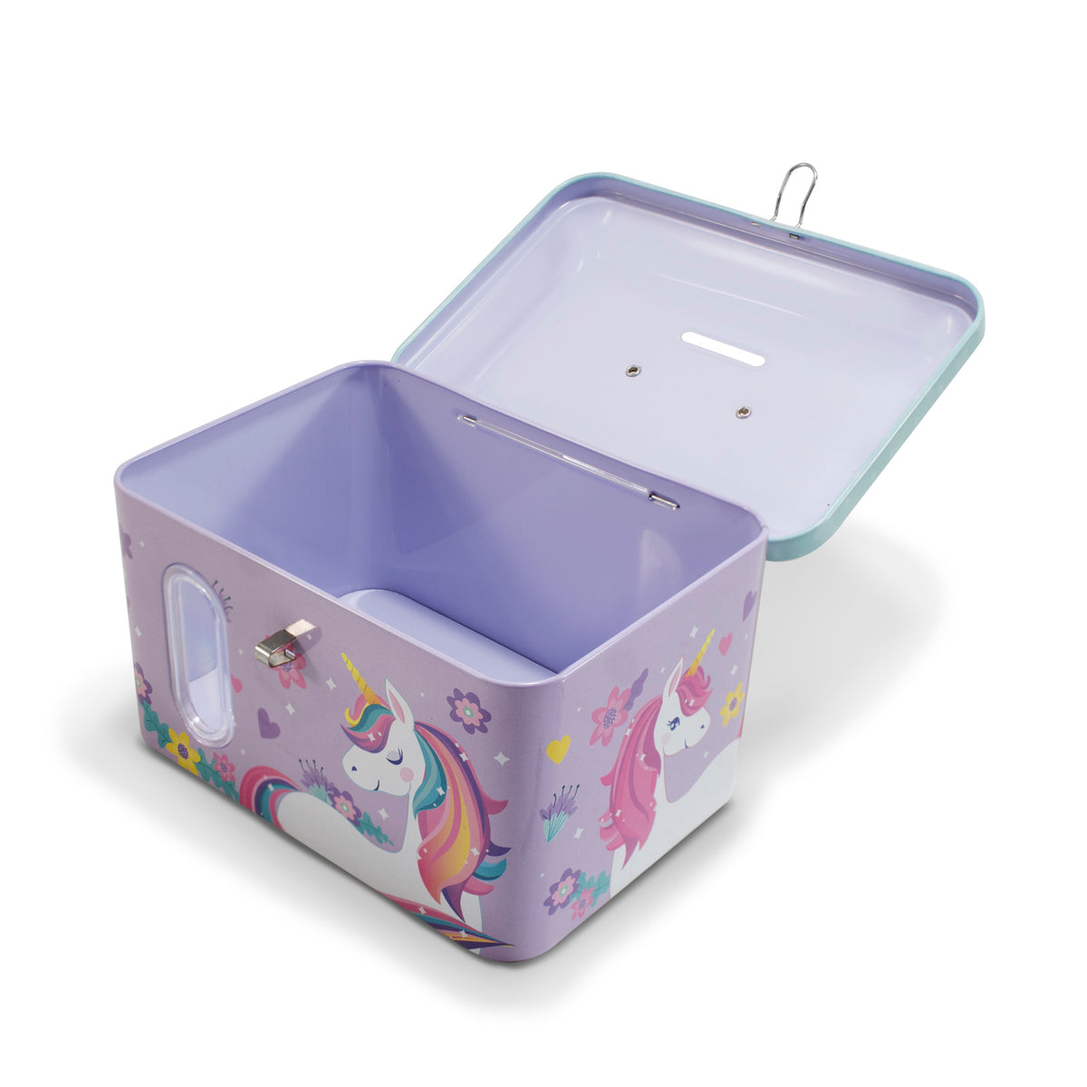 Alcancía Metálica Infantil Candado y Llave Unicornio