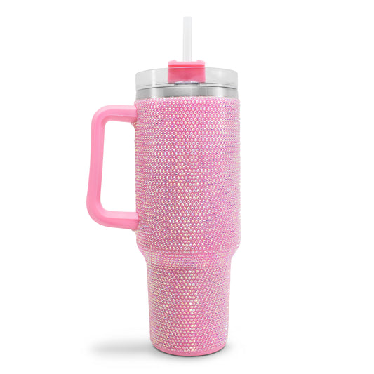 Termo de acero inoxidable con cristales rosa 1 Litro