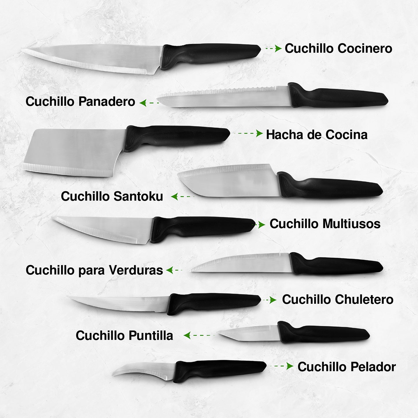 Set de 9 cuchillos de cocina