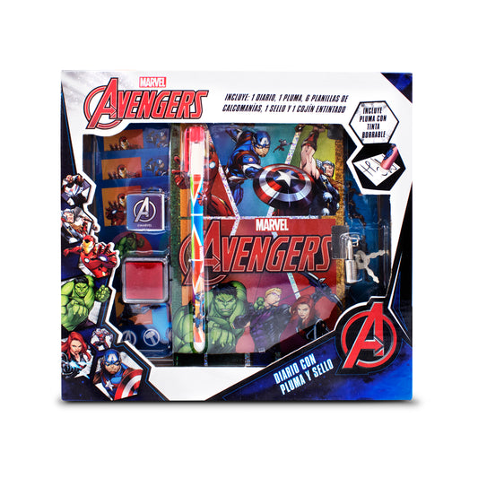 Set Diario Avengers con Pluma y Sello