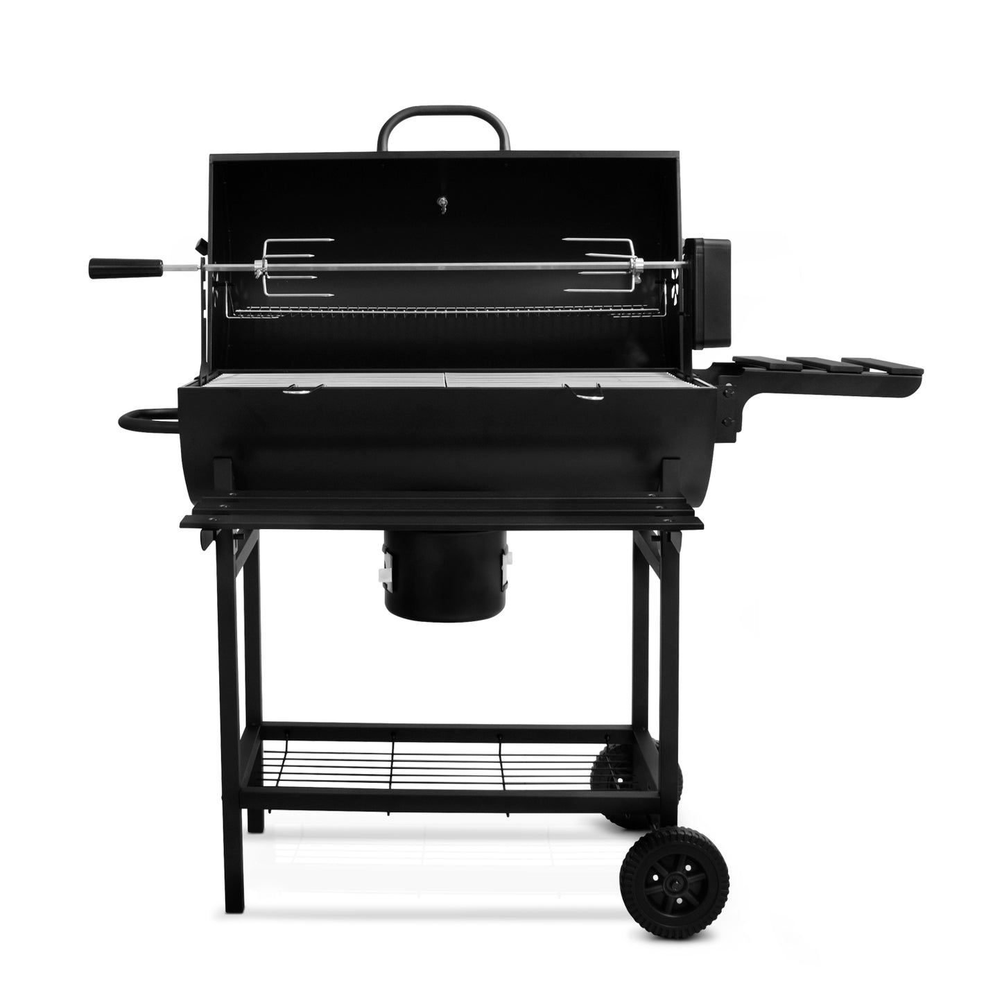 Parrilla Asador de Carbón con Spiedo Eléctrico Automático y Ruedas