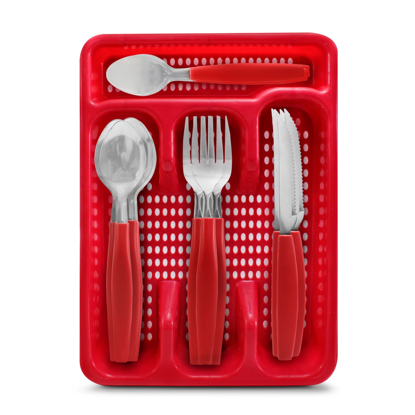 Juego de Cubiertos Con Portacubiertos Rojo