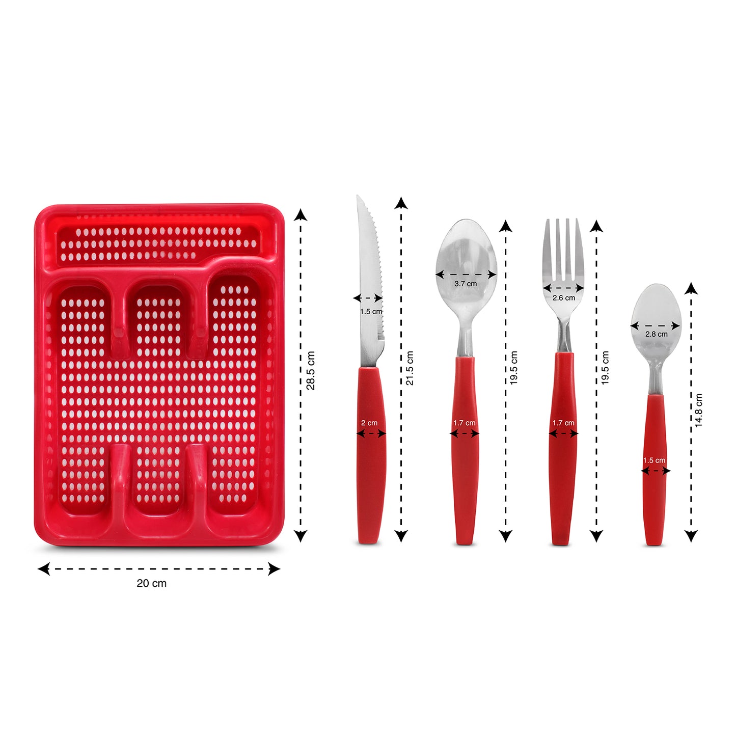 Juego de Cubiertos Con Portacubiertos Rojo