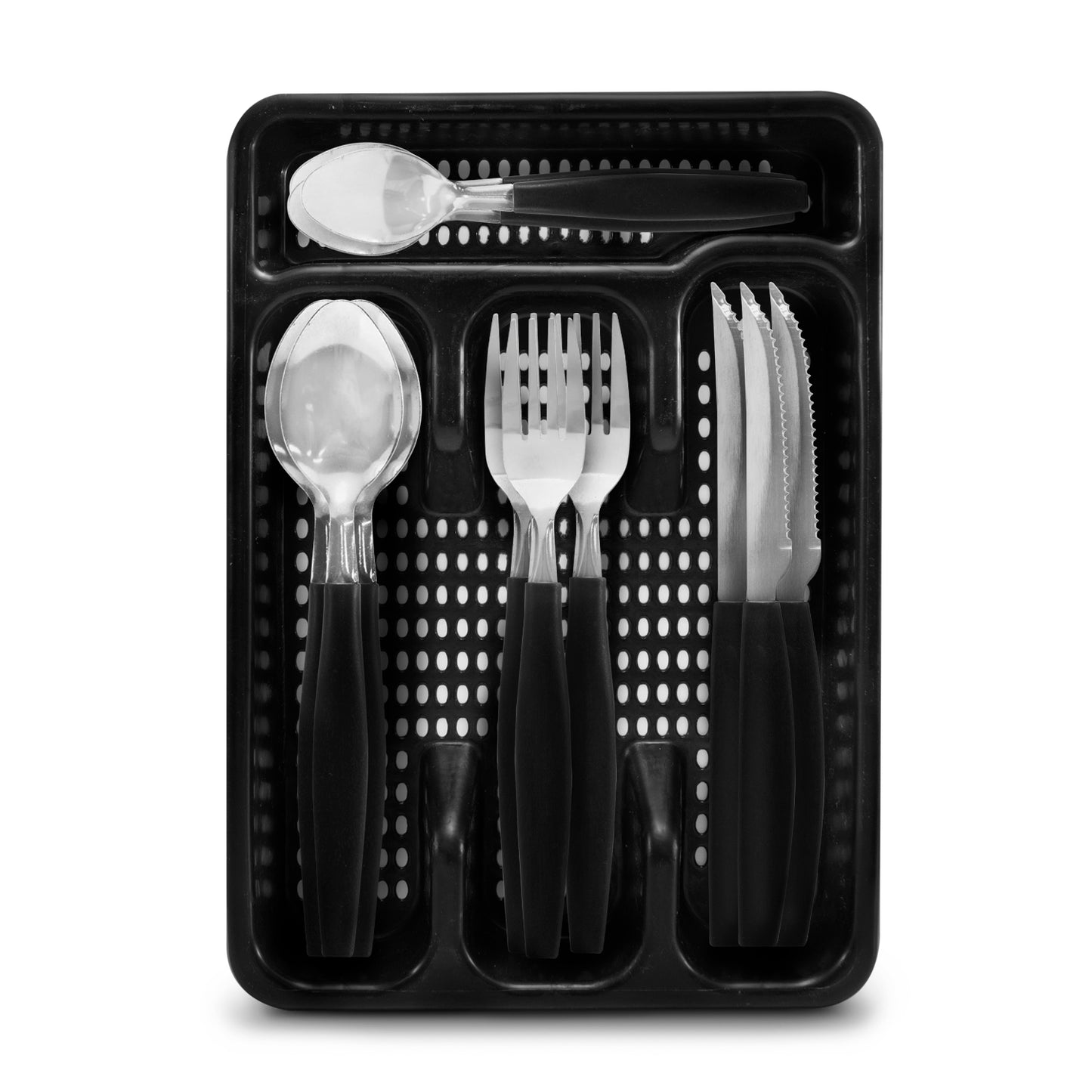 Juego de Cubiertos Con Portacubiertos Negro