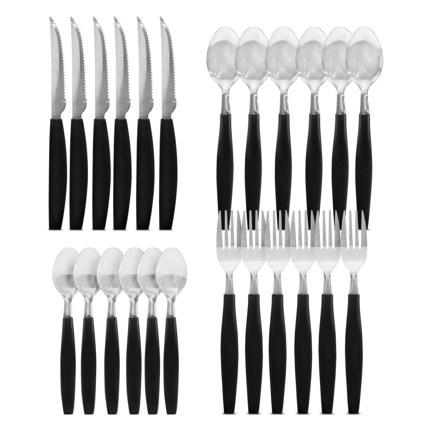 Juego de Cubiertos Con Portacubiertos Negro