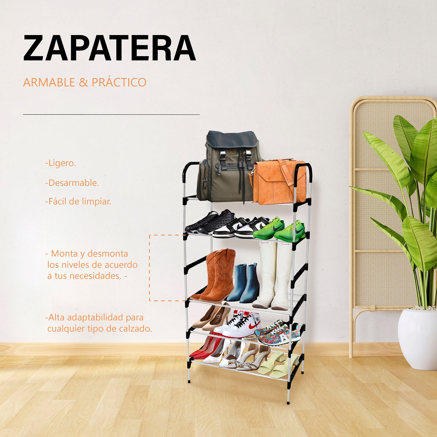 Zapatera Plegable 6 Niveles Organizador de Zapatos Z61