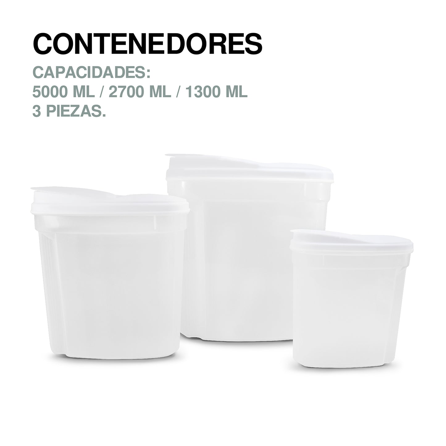 Set de contenedores de plástico blanco