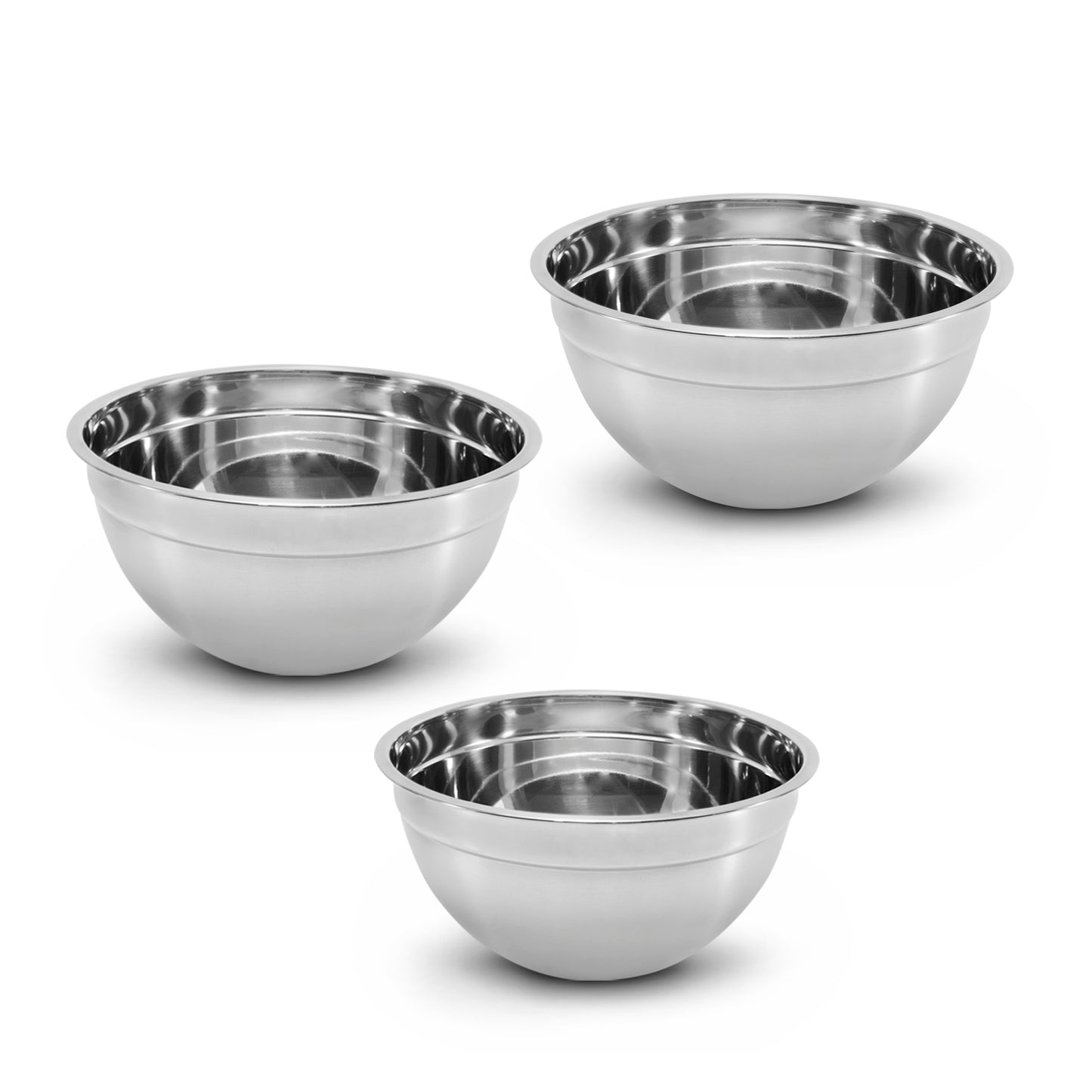 Kit de 3 bowls de acero inoxidable