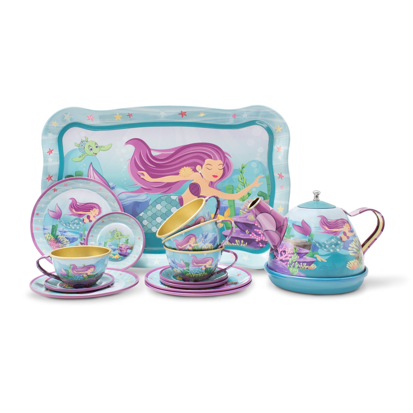 Juego de té aluminio Sirena