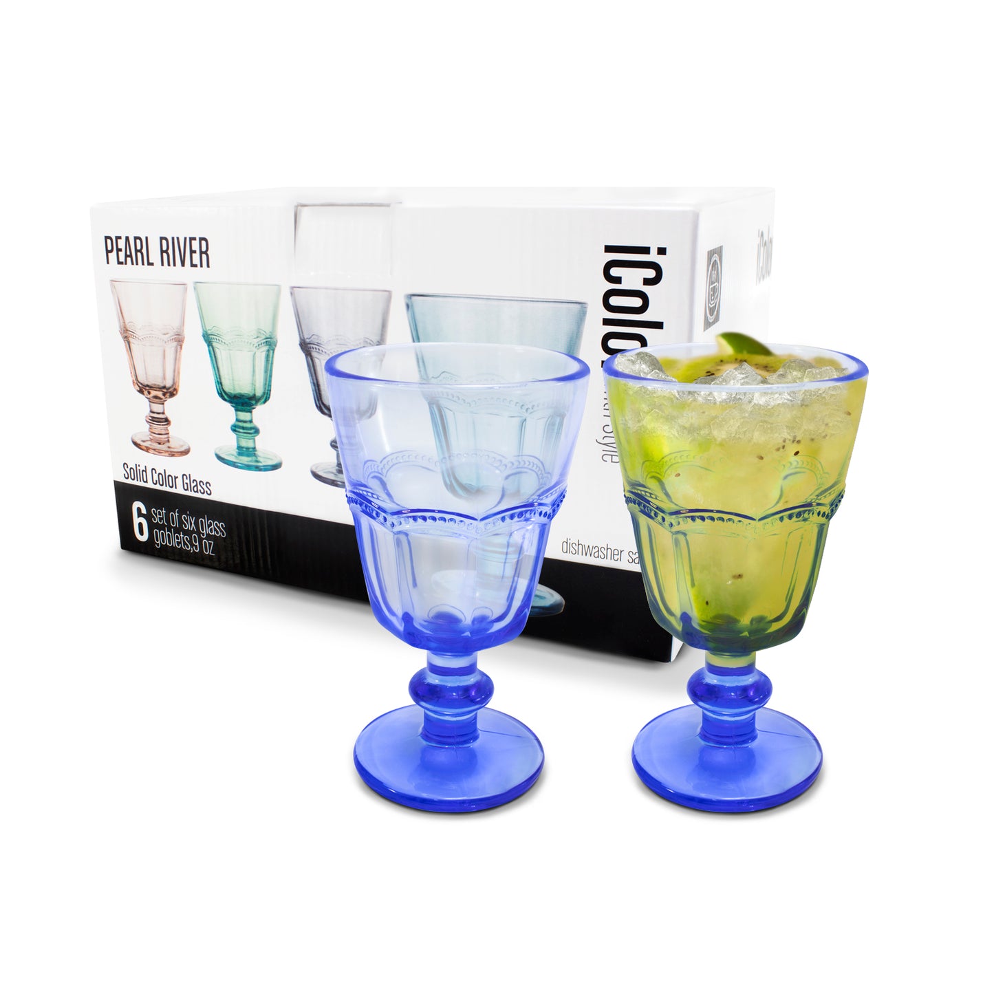 Juego de 6 copas de vidrio labrado 270 ml