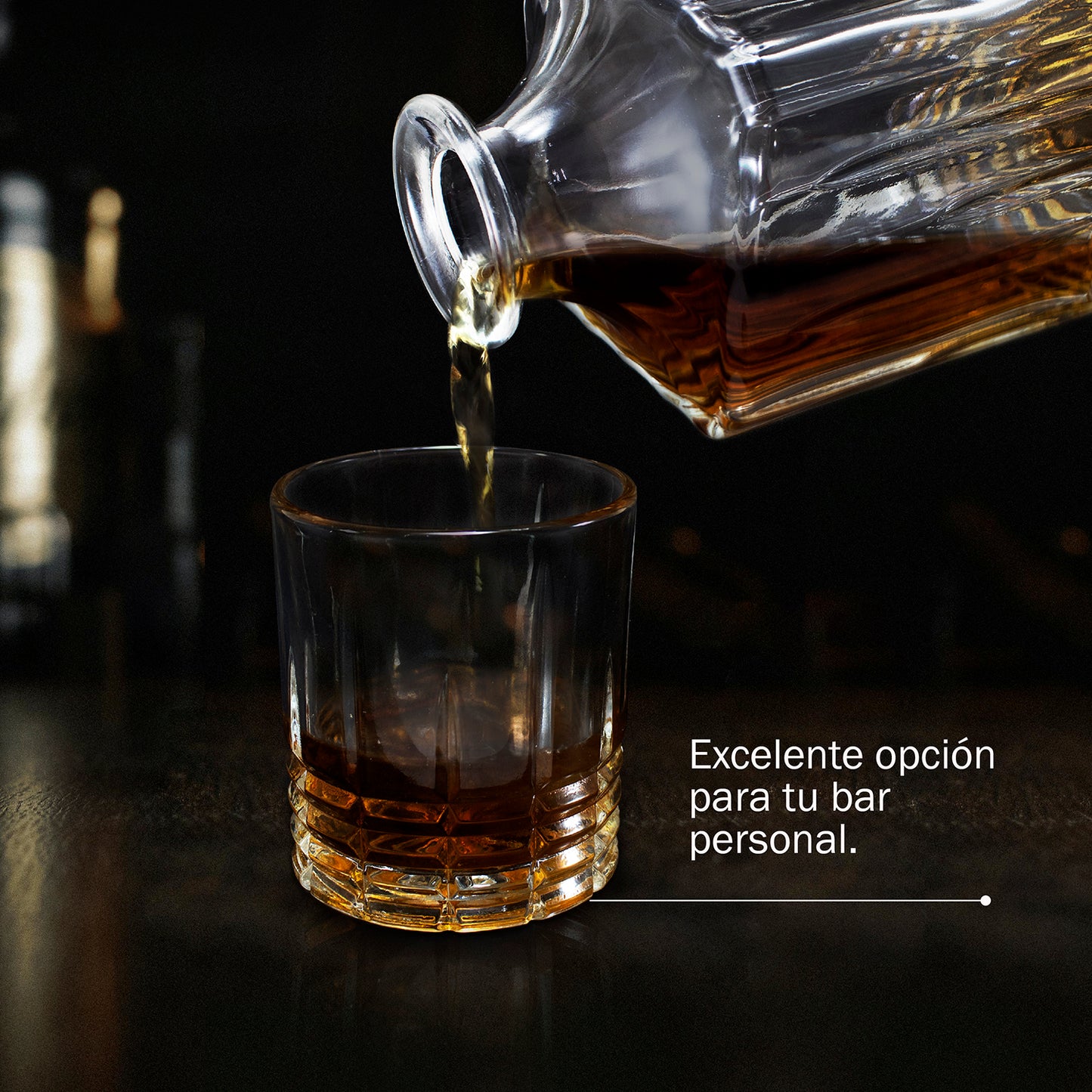 Decantador de whisky con 6 vasos